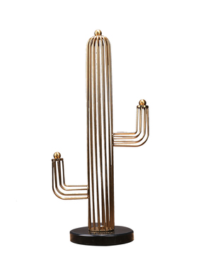 北欧简约金属几何金色仙人掌摆件家居软装客厅样板间玄关装饰摆件