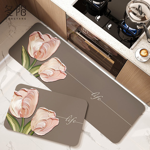 耐脏防水专用地毯 硅藻泥厨房地垫l形防滑防油可擦免洗吸水垫新款