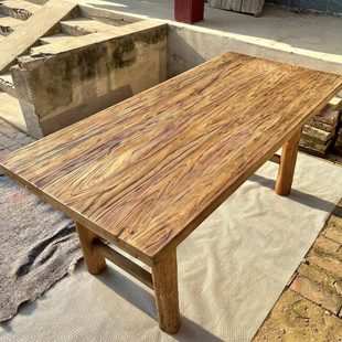 老榆木桌子复古茶桌原木实木桌子吧台长桌书桌餐桌阳台桌民宿定制