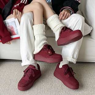 厚底黄色休闲板鞋春秋季新款增高男女鞋子小众情侣大头复古面包鞋