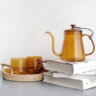 复古细家用手冲咖啡茶壶弄|北欧嘴热水壶玻璃壶耳挂后无铅耐高温