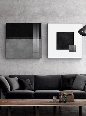 现代灰色简约装饰画进门玄关柜上挂画公司办公室壁画客厅墙面油画