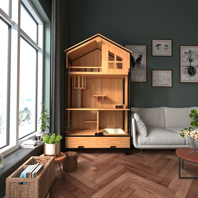 实木新款天柏猫猫笼猫屋家用室内带厕所前后全景柜豪华笼子玻璃柜,宠物/宠物食品及用品,猫笼子/猫别墅,淘宝优惠券,粉丝福利购,淘宝优惠卷