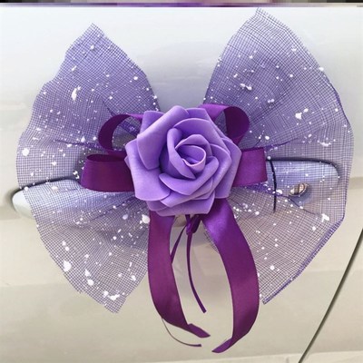 婚车装饰后视镜装饰花带吸盘倒后镜花车门车把手装饰多色可选热卖