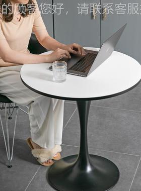 公轻奢小户办型HMF-T07小圆桌 展厅洽谈桌茶子 白色郁金香奶店圆