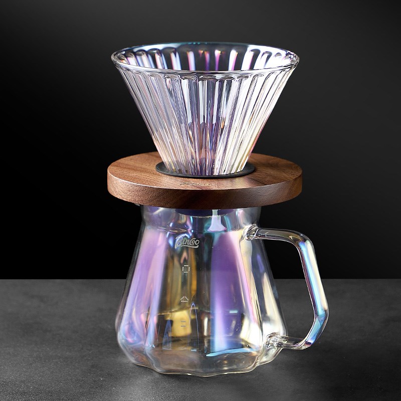 手冲咖啡壶套装高硼硅玻璃咖啡分享壶家用冲泡咖啡器具V60过滤杯
