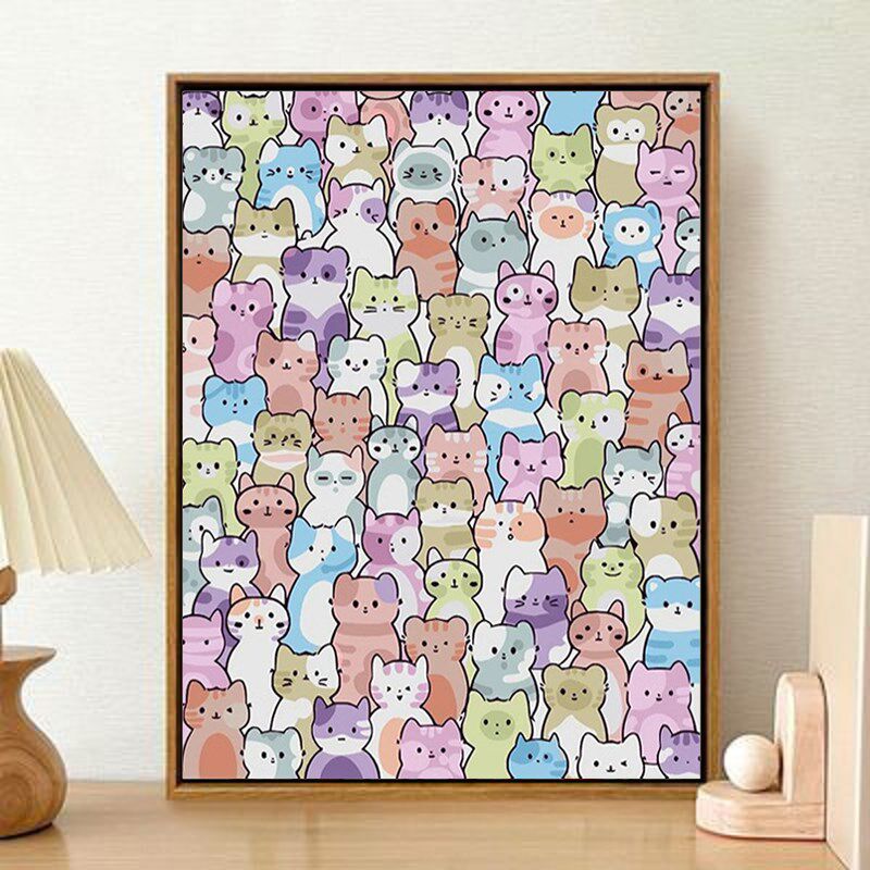 数字油画diy猫咪2024新款儿童手工简单涂鸦填色填充丙烯油彩画画