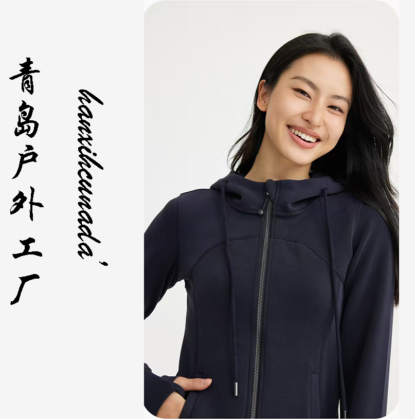 砂洗设计感短外套春秋款女弹力修身显瘦连帽拉链开衫休闲卫衣