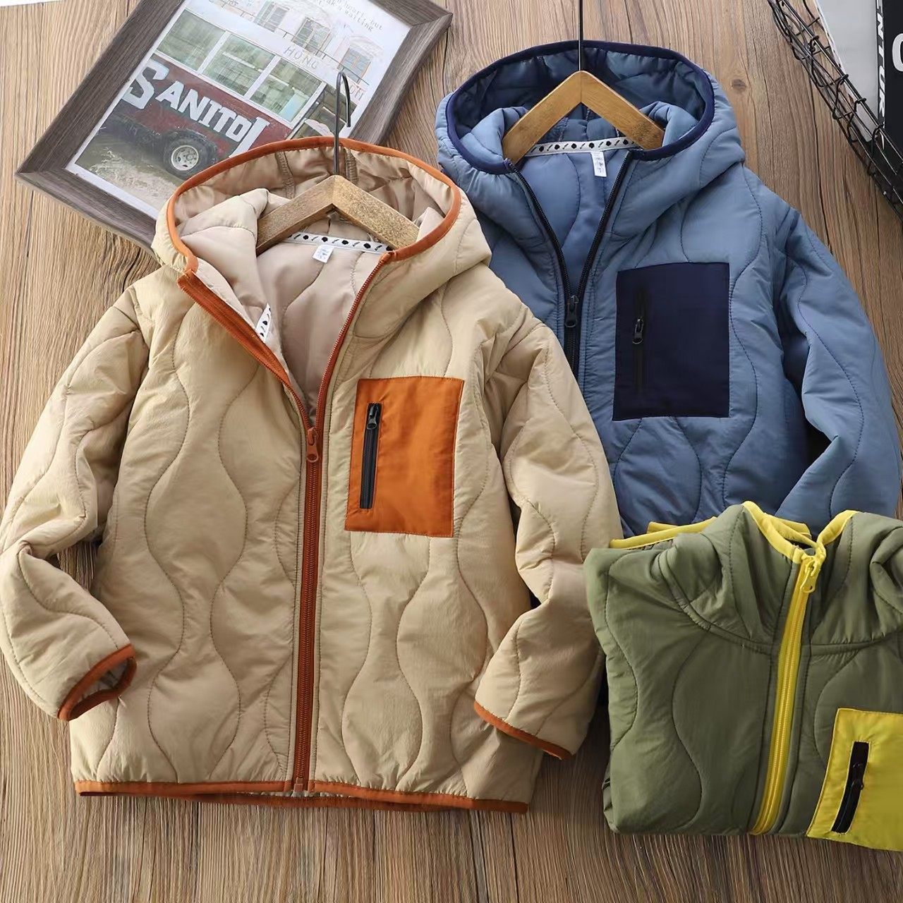 户外运动风男女儿童连帽棉服撞色绗缝保暖防风防泼水外套,童装/婴儿装/亲子装,棉袄/棉服,淘宝优惠券,粉丝福利购,淘宝优惠卷