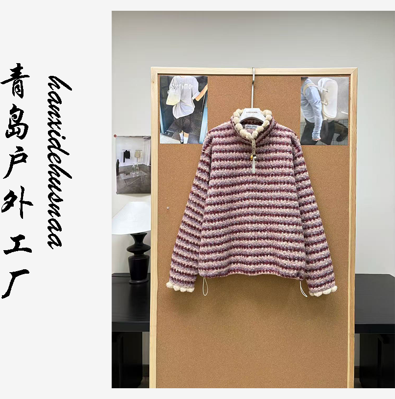 韩系条纹羊毛卫衣女短外套休闲百搭时尚拉链开衫,女装/女士精品,短外套,淘宝优惠券,粉丝福利购,淘宝优惠卷