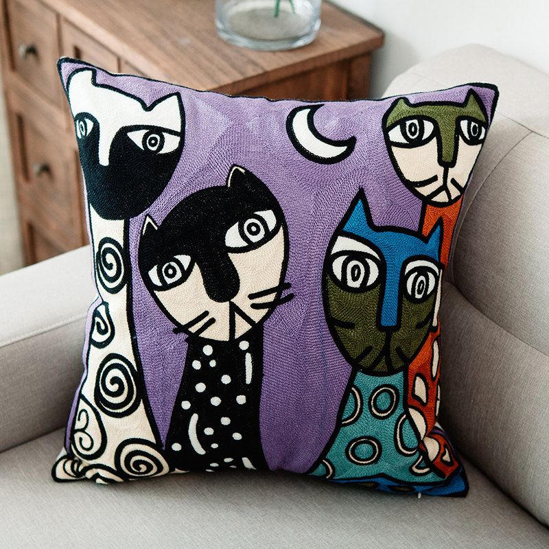 梵高艺术印象派满绣刺绣抱枕靠枕靠垫套 毕加索抽象沙发靠垫抱枕