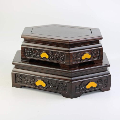 红木底座长方形实木木质长方形花瓶石头摆件花瓶紫砂壶工艺品底座