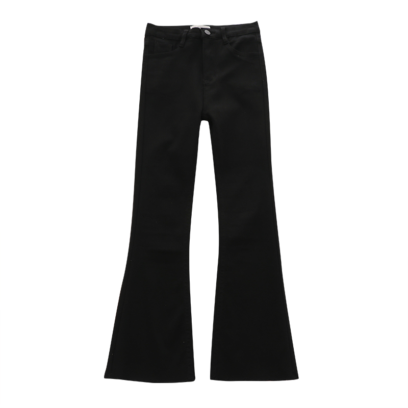 SPG免邮 炒鸡好看哦~显瘦百搭复古 高腰修身磨边九分喇叭牛仔裤女