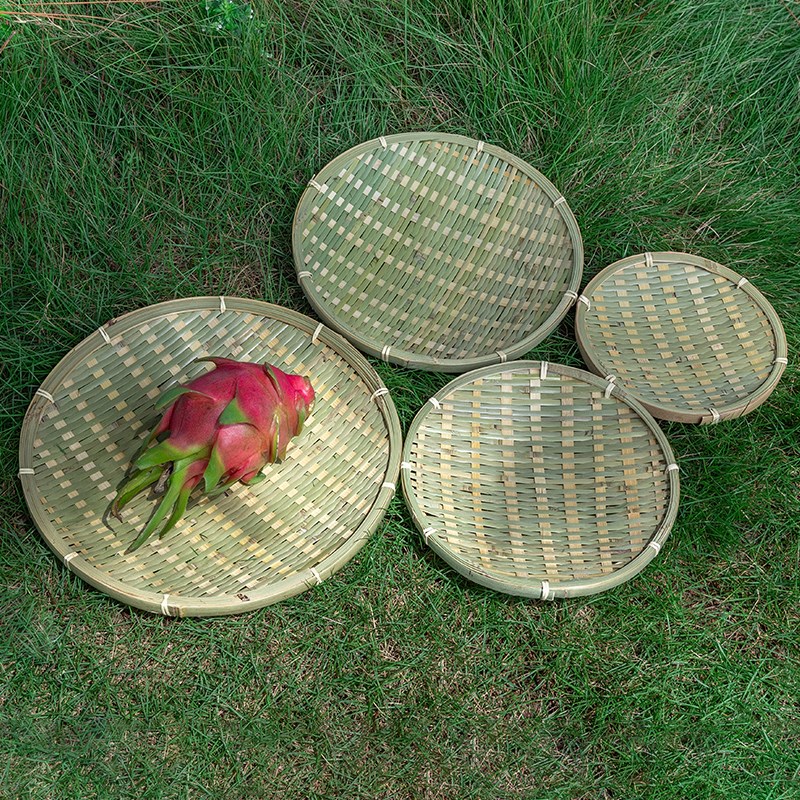 竹编水果盘子馒头筐果盘家用创意客厅竹盘手工竹篮子竹簸箕竹制品