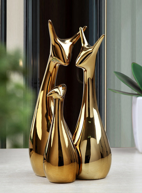 轻奢创意家居客厅镀银陶瓷摆件电视柜桌面酒柜装饰品小摆设高档鹿