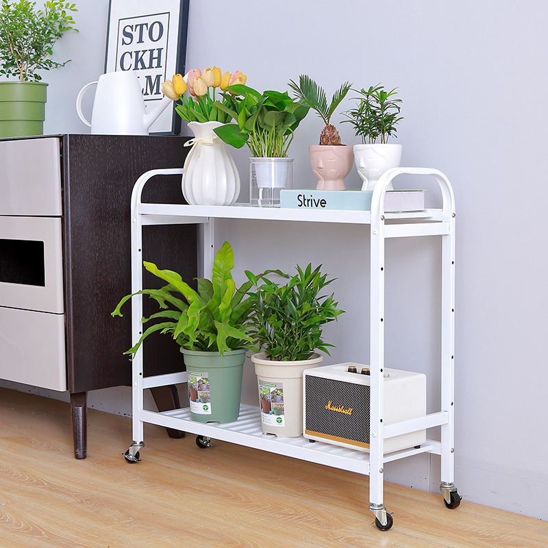 不锈钢花架置物架阳台花架子客厅落地式带轮可移动多层多肉花盆架
