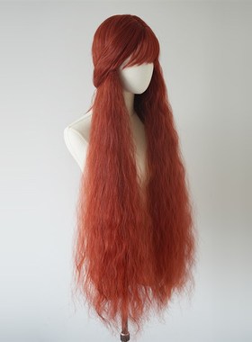 橘红色羊毛卷假发女全头套橙色卷发cos一米超长lolita大波浪夸张