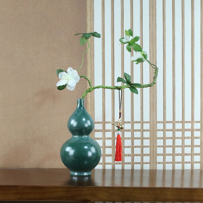 景德镇新中式陶瓷葫芦花瓶客厅家居样板间玄关博古架书房桌面装饰