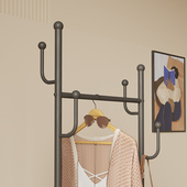 简约落地衣架室内卧室可移动式 收纳置物衣帽架铁制简易家用挂衣架