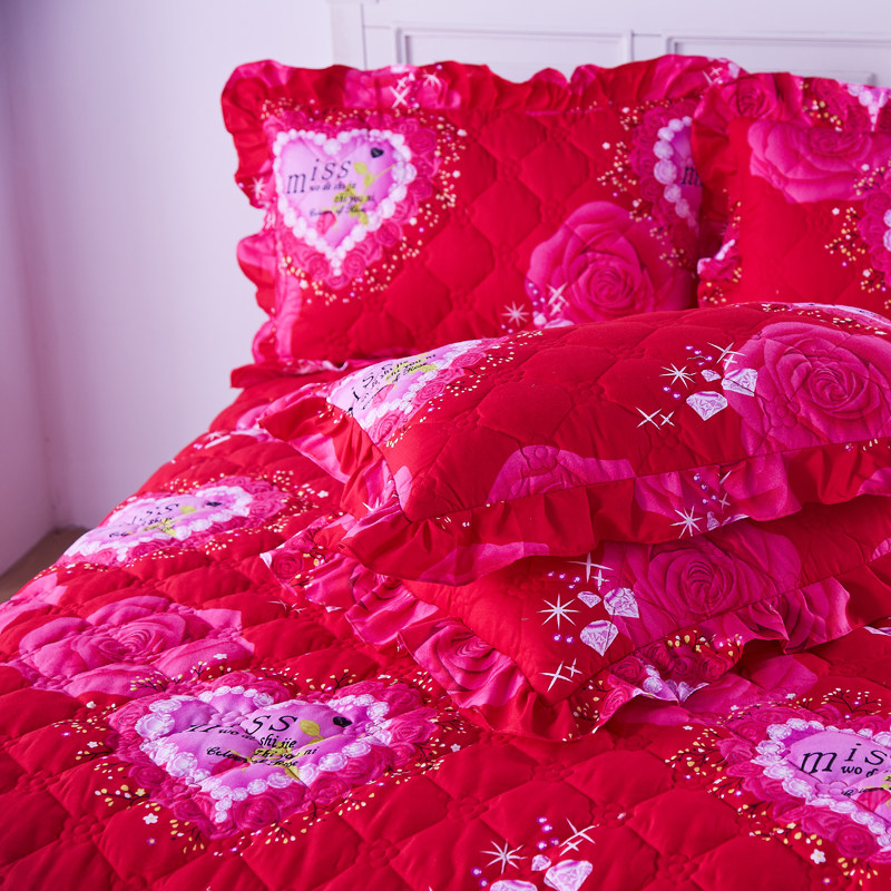 夹棉枕套一对装秋冬加厚保暖花边枕头套学生单人拉链式加棉枕芯套