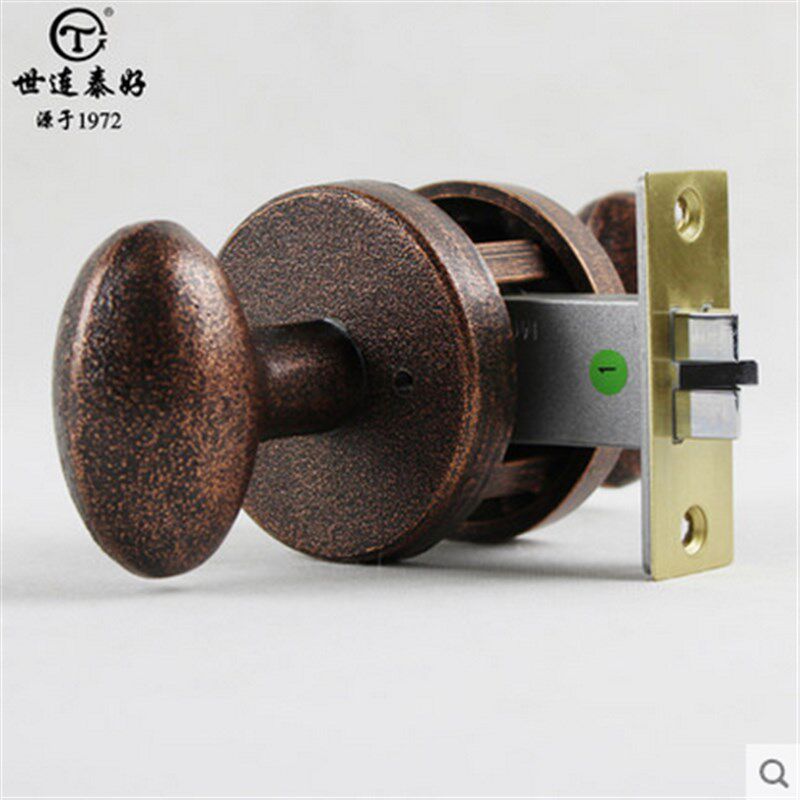 美式铜锁美式黑色仿古球形锁室内房门锁浴室锁卫生间门锁LP0974