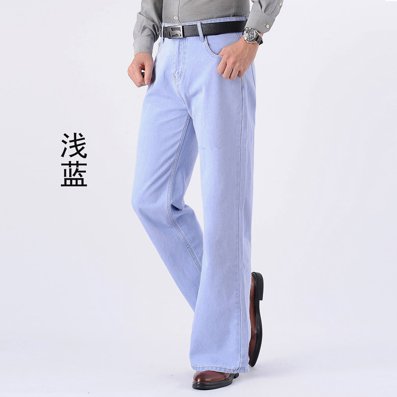 港风阔腿牛仔裤男宽松直筒裤厚高腰复古男士宽腿大脚裤阔腿裤长裤