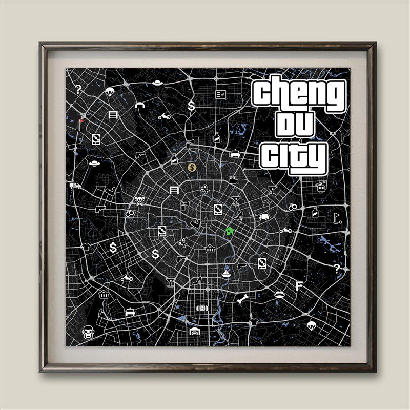 GTA侠盗猎车手定制装饰画创意电竞游戏成都天津北京所有城市定制