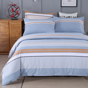 老粗布四件套非遗土布全棉加厚床单2.2m被套条纹简约民宿