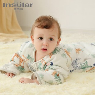 婴儿a类冬季全棉防踢睡袋加厚儿童豆豆绒保暖被安抚睡袋防踢被