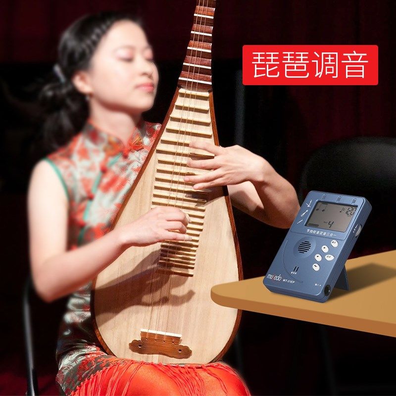 琵琶专用调音器二胡调音器节拍器二合一专业电子校音器带拾音夹