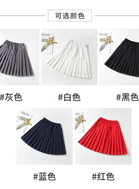 女童灰色百褶裙春夏季薄款防走光半身短裙6小学生8校园风10表演服