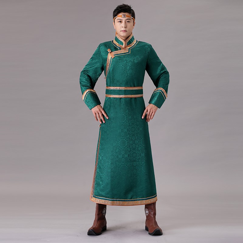 新款蒙古族服装男士少数民族服传统蒙古袍长袍舞台表演出舞蹈服