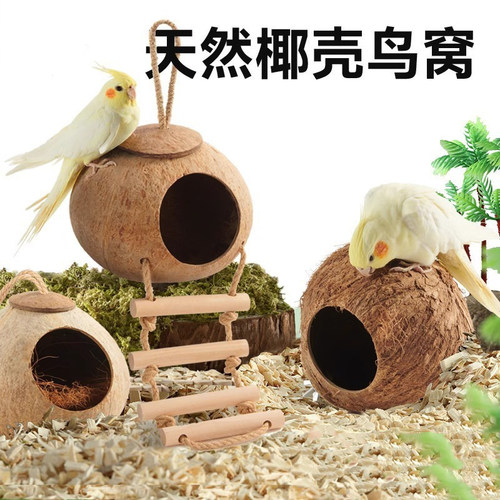 鸟窝鹦鹉窝鸟巢玄凤虎皮珍珠鸟窝椰子壳椰壳鸟窝草窝玩具鹦鹉用品