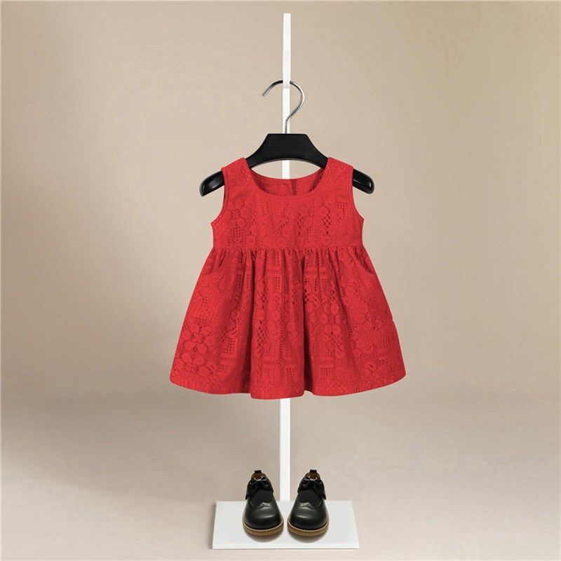 女童红色连衣裙夏装新款儿童周岁生日公主裙宝宝2岁吊带背心裙夏