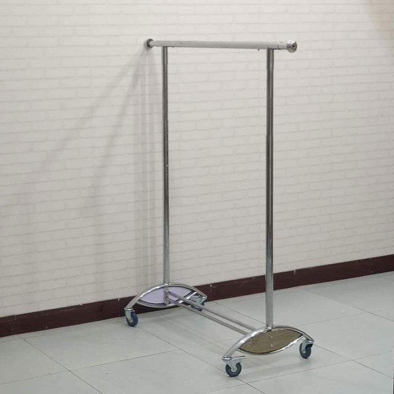 服装店衣架展示架伸缩折叠单杠龙门架单杆落地式架子中岛架带轮子