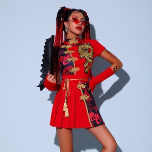 年会舞蹈服女性感中国风爵士舞服装街舞套装韩舞打歌服女团演出服