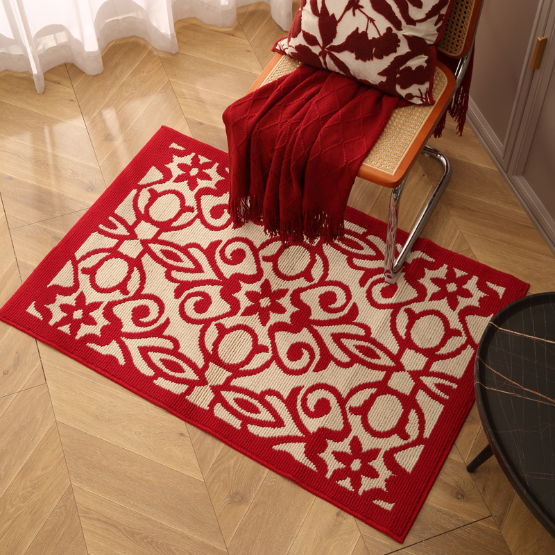 红色入户地垫乔迁门垫家用防滑婚庆氛围地毯除尘耐磨新年玄关脚垫