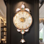挂钟客厅2024新款 客厅家用挂墙钟表轻奢高级感贝壳石英钟家用挂表