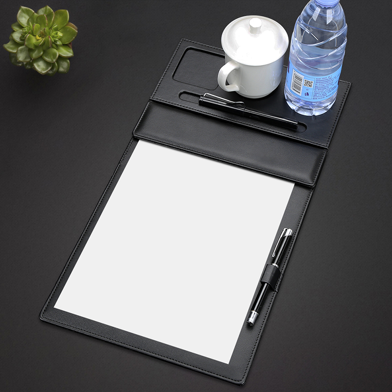 金枫皮革A4会议文件夹双夹 商务办公用品皮质文件夹子带笔夹 定制
