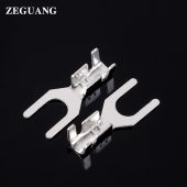 4.2叉形接线片冷压接线端子U型铜鼻子线耳叉形接地片裸端头100只