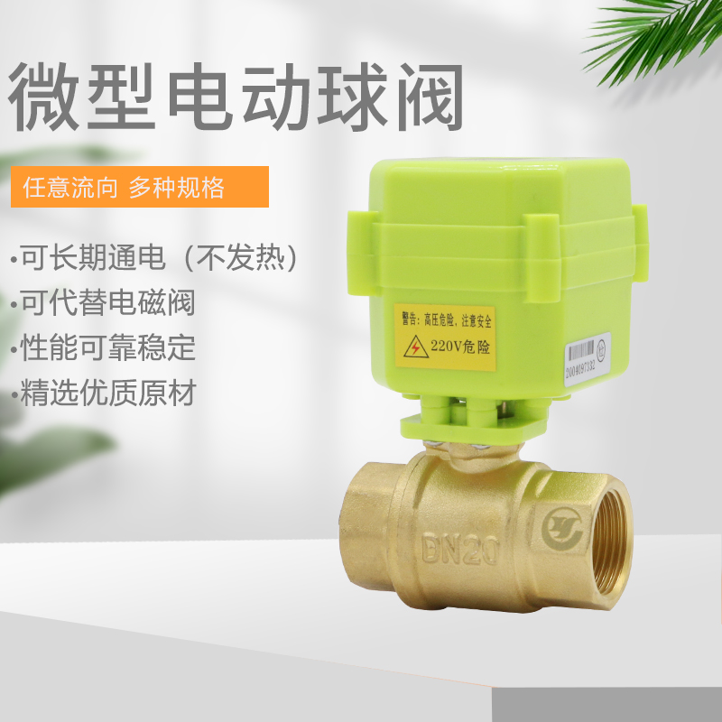 微型电动球阀 电动二通阀 双向水控阀  黄铜全通径  12v 24v 220v