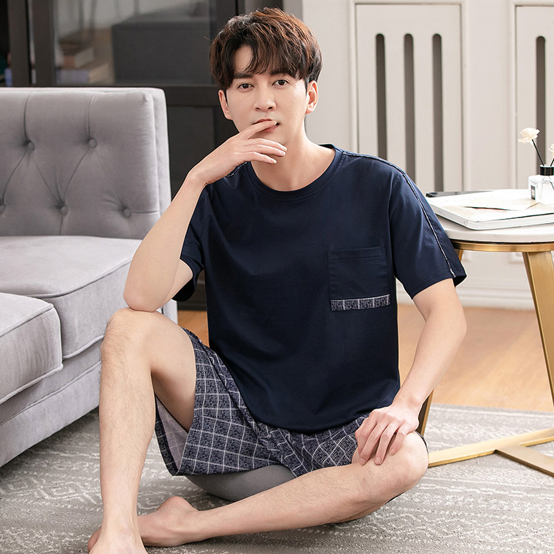 睡衣男士夏季纯棉短袖短裤薄款2021年新款夏天全棉男款家居服套装