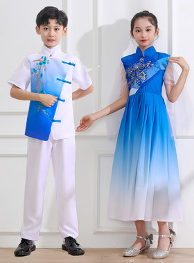 儿童演出服中小学生大合唱服诗歌朗诵中国风钢琴主持人礼服表演服