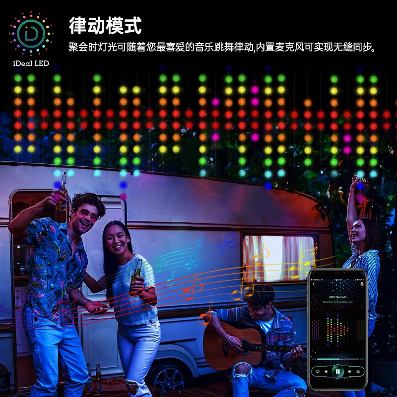 酒吧KTV阳台装饰动画窗帘灯串RGB幻彩声控APP控DIY文字编辑LED灯