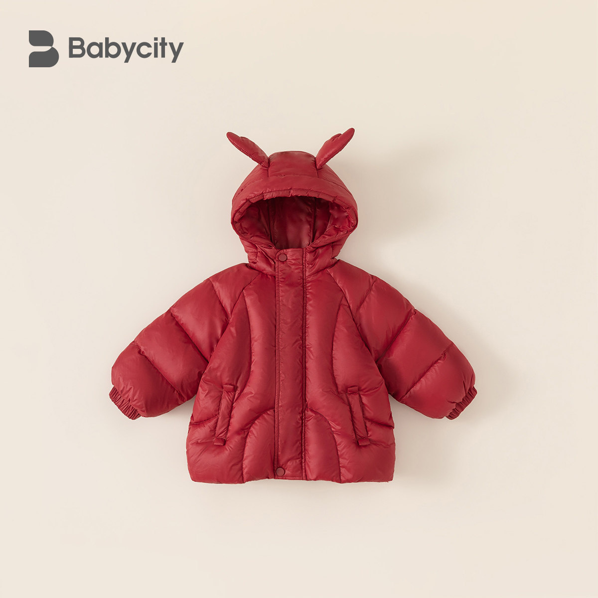 贝贝城儿童羽绒衣宝宝加厚保暖外套女童红色冬装衣服男童喜庆童装
