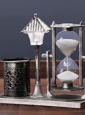 沙漏计时器儿童30学习15分钟10创意复古笔筒摆件时间流沙专用漏斗