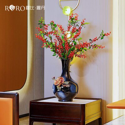 罗丹罗球工艺陶瓷摆件花瓶珐琅彩瓶软装摆件客厅天博古架新中式比