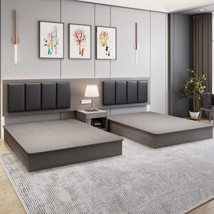 快捷公寓酒店家具全套定制专用房民宿单宾馆标间单客床间箱双人床