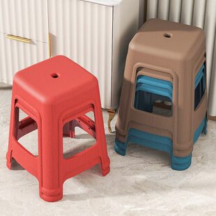 子胶子简约客厅经济型料餐厅熟子登板凳椅子家用高凳加厚塑料凳方