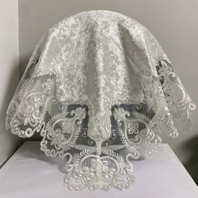 镜子遮挡帘防尘布盖布欧式小圆镜盖巾遮盖布美式梳妆台化妆镜盖布